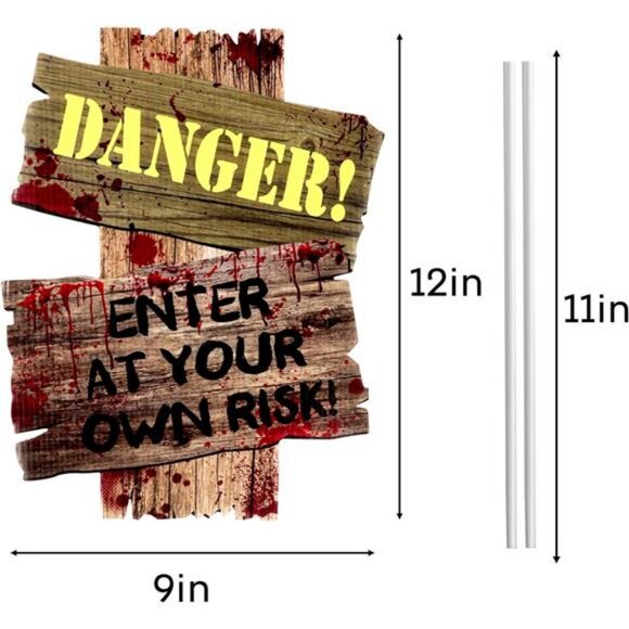 Halloween Decorations Outdoor Yard Signs Stakes,3 Pieces Beware Halloween - Picture 2 of 8